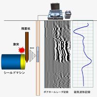 ボアホール・レーダーと磁気探査を併用した杭長調査